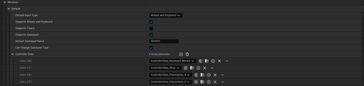 Common UI Input Settings